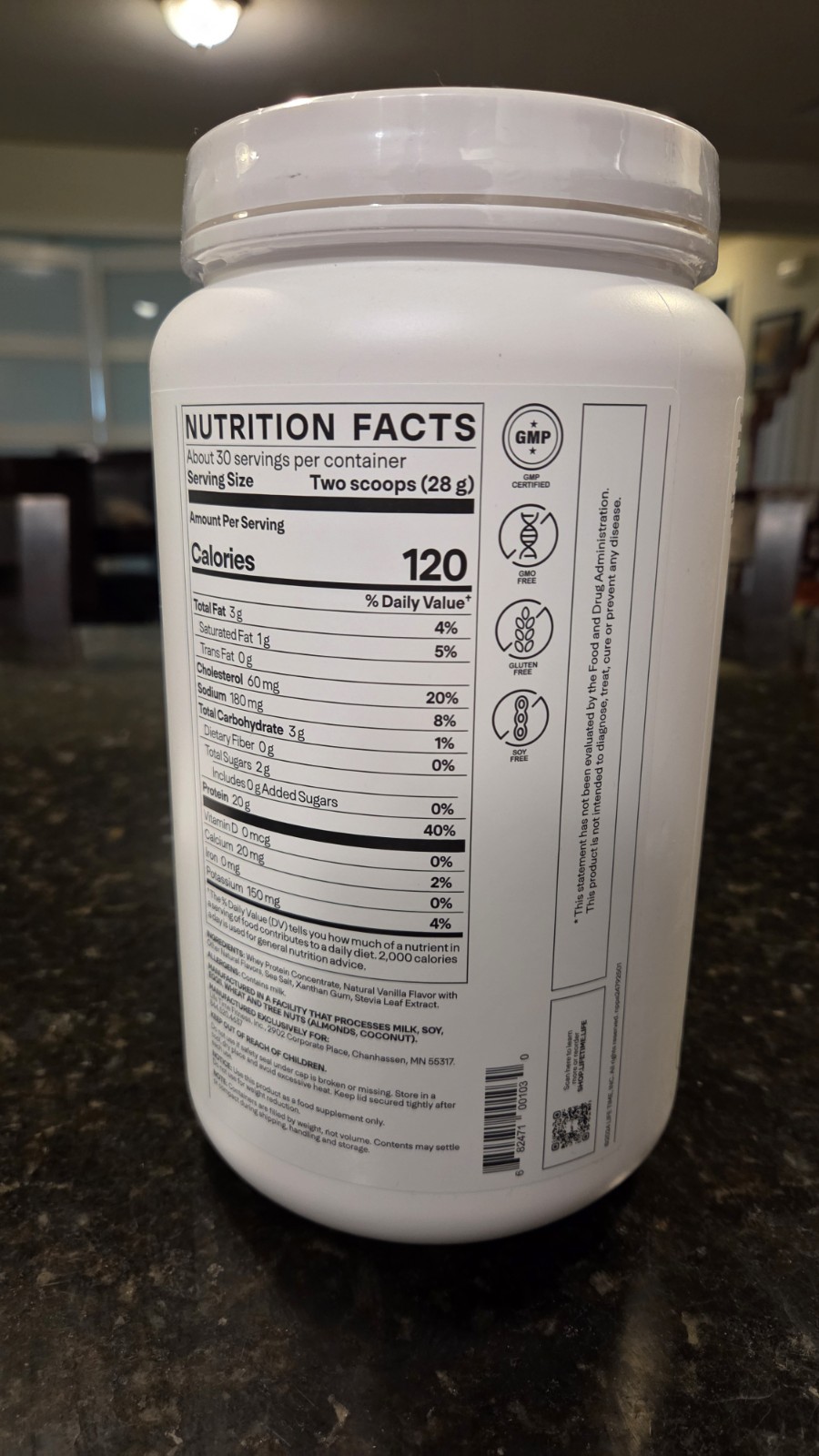 1.85 lb container of LTH Grass-Fed Whey Protein in Vanilla flavor