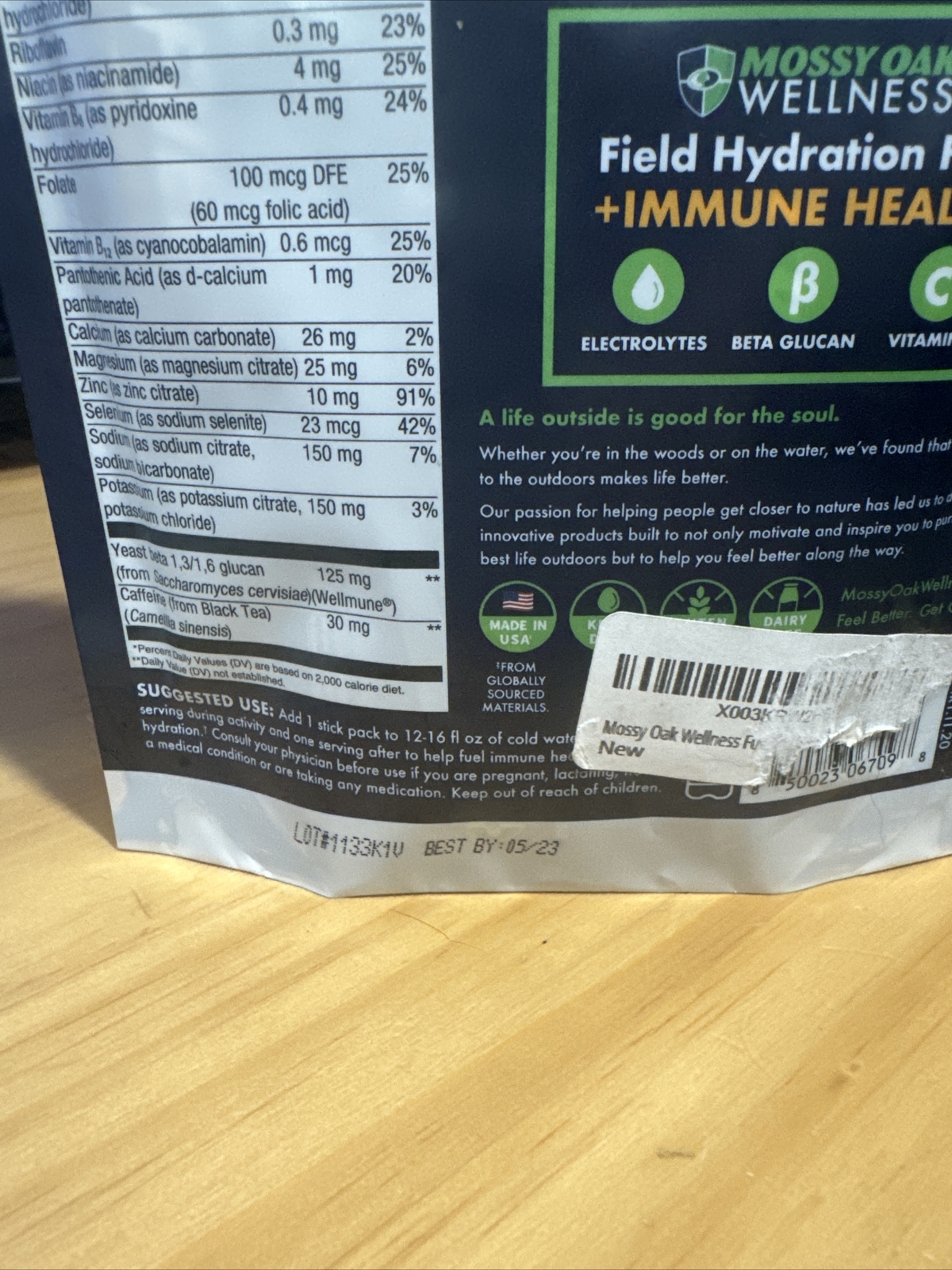 Mossy Oak Wellness Fuel Hydration Powder stick packs Immune Health