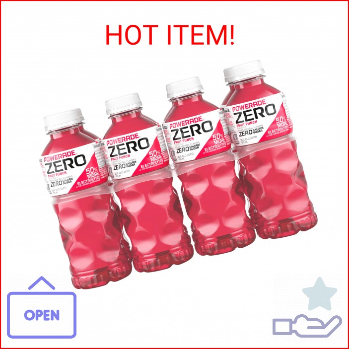 POWERADE ZERO Fruit Punch, 20 fl oz, 8 Pack