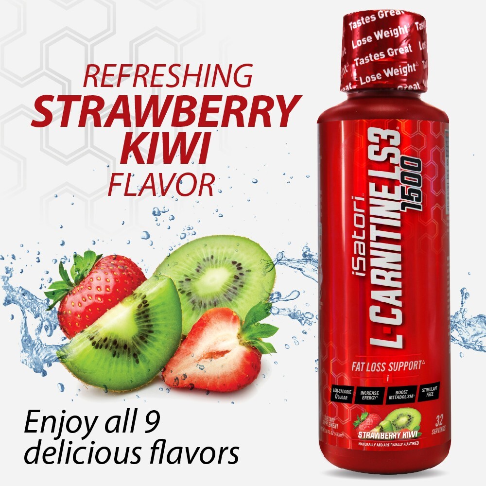 L-CARNITINE LS3 1500 Fat Loss-Metabolism Activator-Strawberry Kiwi- 32 Servings