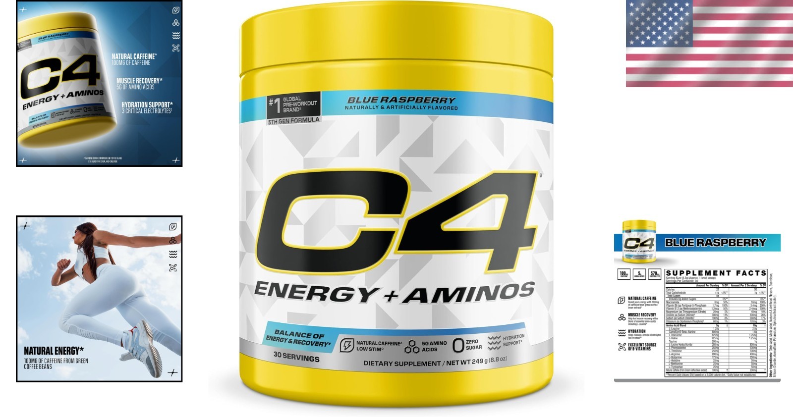 Boost Energy & Muscle Recovery with C4 Energy + Aminos – 30 Servings, Zero Sugar