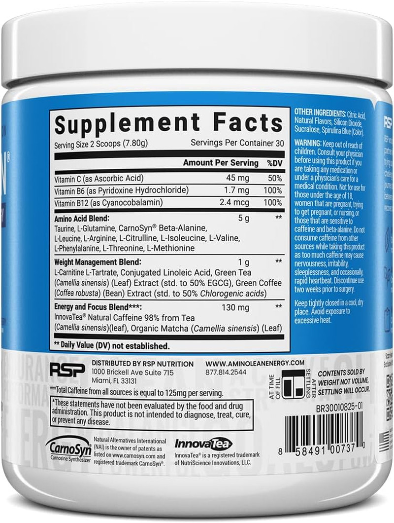 Aminolean Pre Workout Powder, Amino Energy & Weight Management with Vegan BCAA A