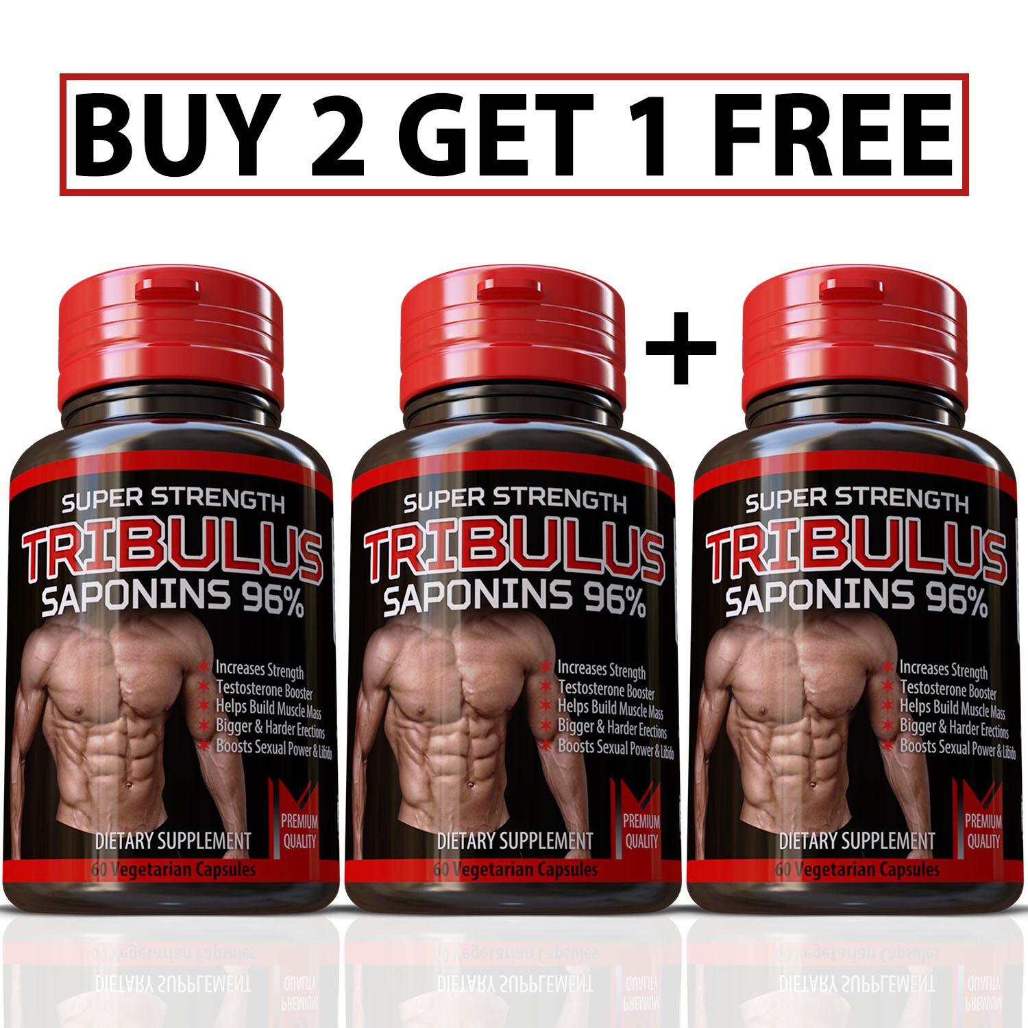 60 TRIBULUS TERRESTRIS STRONGEST EXTRACT PILLS BODY BUILD BIGGER MUSCLES 7500mg
