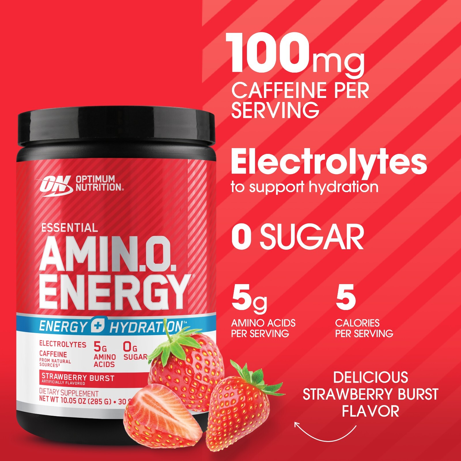 2 PACK Amino Energy Plus Electrolytes Powder, Strawberry Burst, 30 Servings
