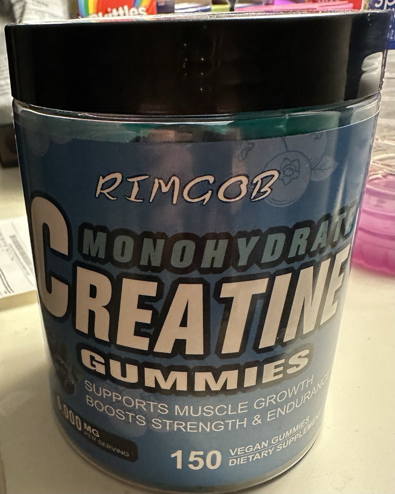 Rimgob Monohydrate Creatine Gummies*150*6000 Mg*exp.4/6/27*Blueberry*Sealed