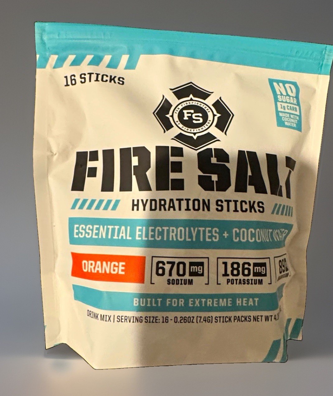 Fire Salt Electrolyte Hydration Powder Sticks Orange Sugar-Free Vegan Keto 16ct