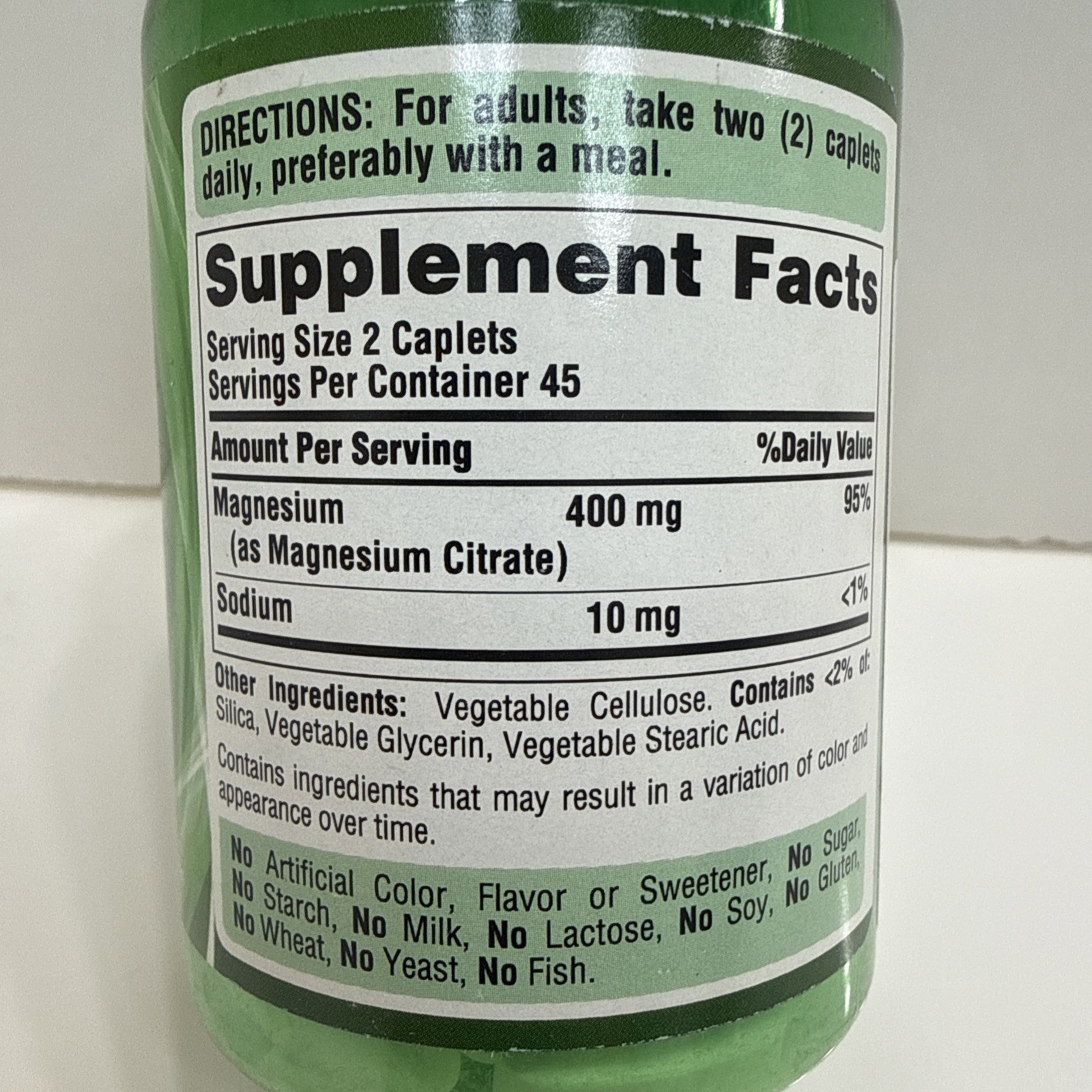 Puritans Pride Magnesium Citrate 200 mg – 90 Coated Caplets – 2 PACK – EXP 02/28