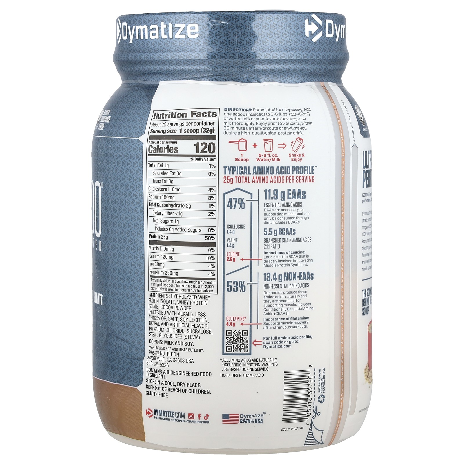 ISO100 Hydrolyzed, 100% Whey Protein Isolate, Gourmet Chocolate, 1.4 lb (640 g)