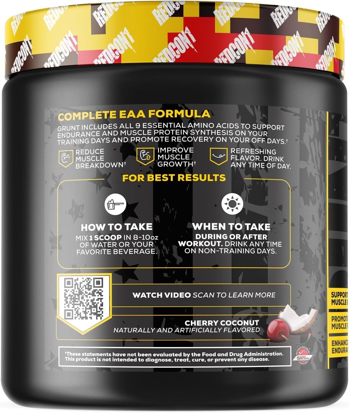 Redcon1 Grunt EAA BCAA Amino Acid Powder Lean Muscle Recovery 30svg 3 Flavors