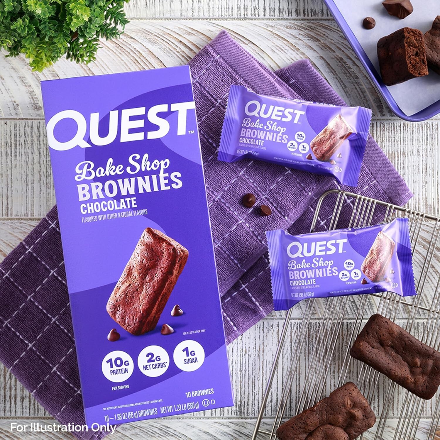 Quest Bake Shop Chocolate Brownies – 10g Protein, 2g Carbs, 1g Sugar, 10 Count