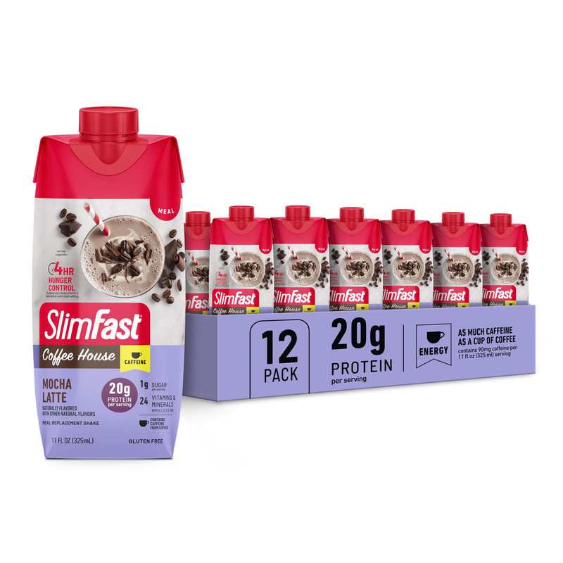Slimfast Protein Shake Mocha Latte- 20G Protein Meal Replacement Shake Ready To