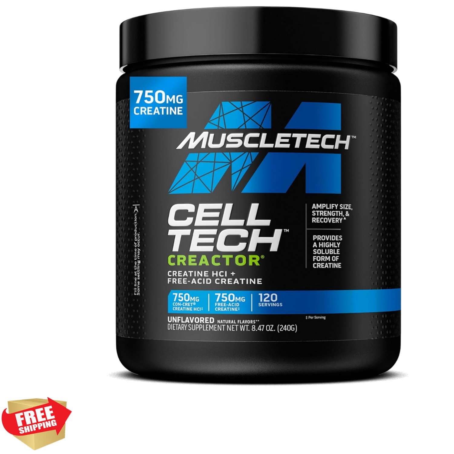Cell-Tech Creactor Creatine HCl Powder – 120 Servings, Unflavored Muscle Builder