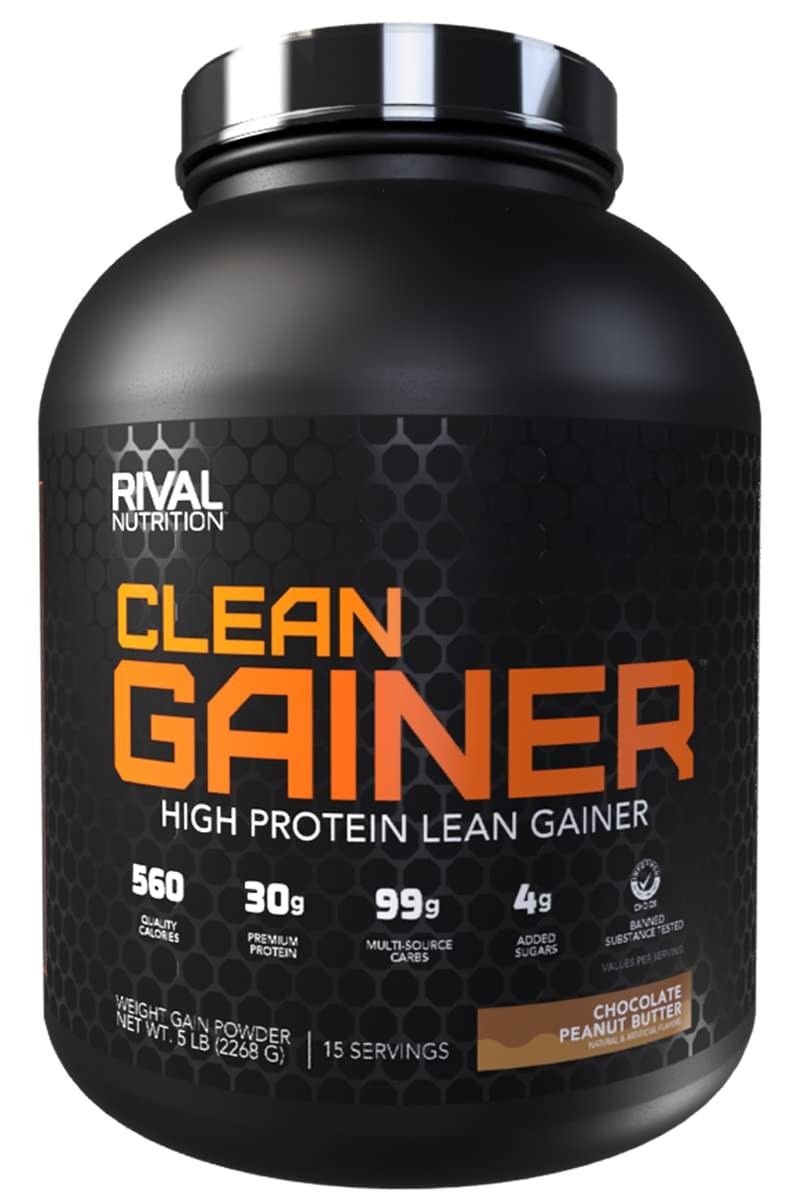 RIVAL NUTRITION Clean Gainer Protein Powder – 5LB Chocolate Peanut Butter – High