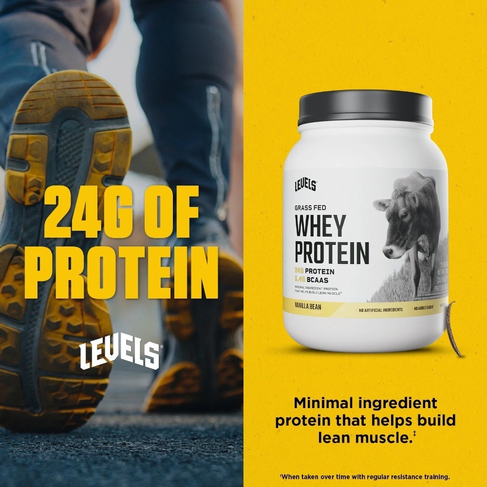 Grass Fed Whey Protein Powder Natural Vanilla Bean 24g Protein 1.48LB No