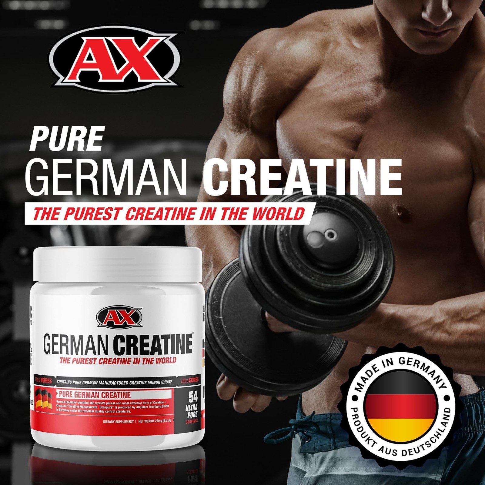 German Creatine (Pure Creapure, The Purest Creatine Monohydrate Available – 2…