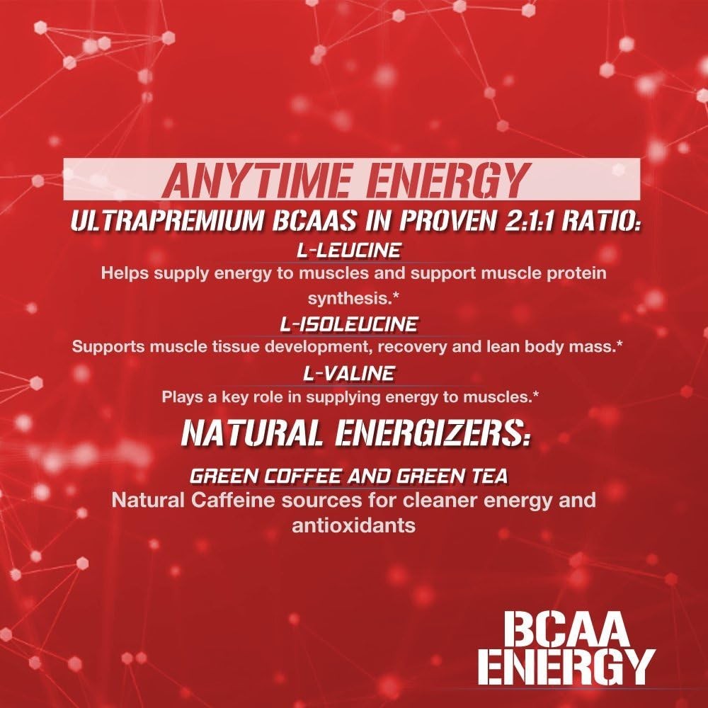 EVL BCAAs Amino Acids Powder – BCAA Energy Pre 65 Servings, Fruit Punch