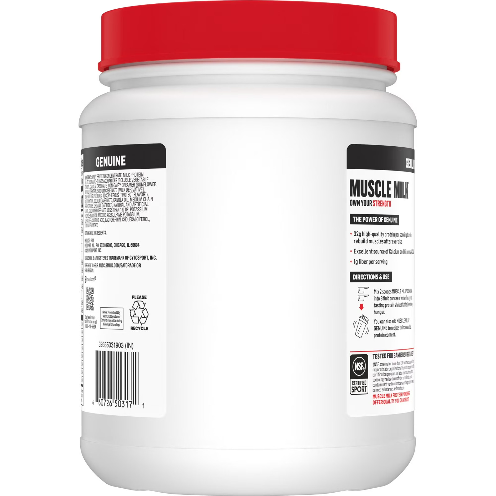 (2 Pack) Muscle Milk Genuine Protein Powder, Vanilla, 32g Protein, 1.9lb, 30.9oz