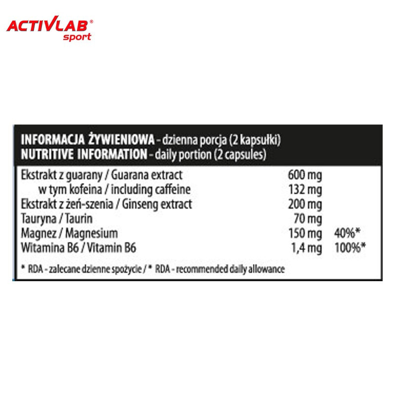 Energon X 90-270 Caps. Guarana Ginseng Taurine Magnesium Vitamin B6 Energy Pills