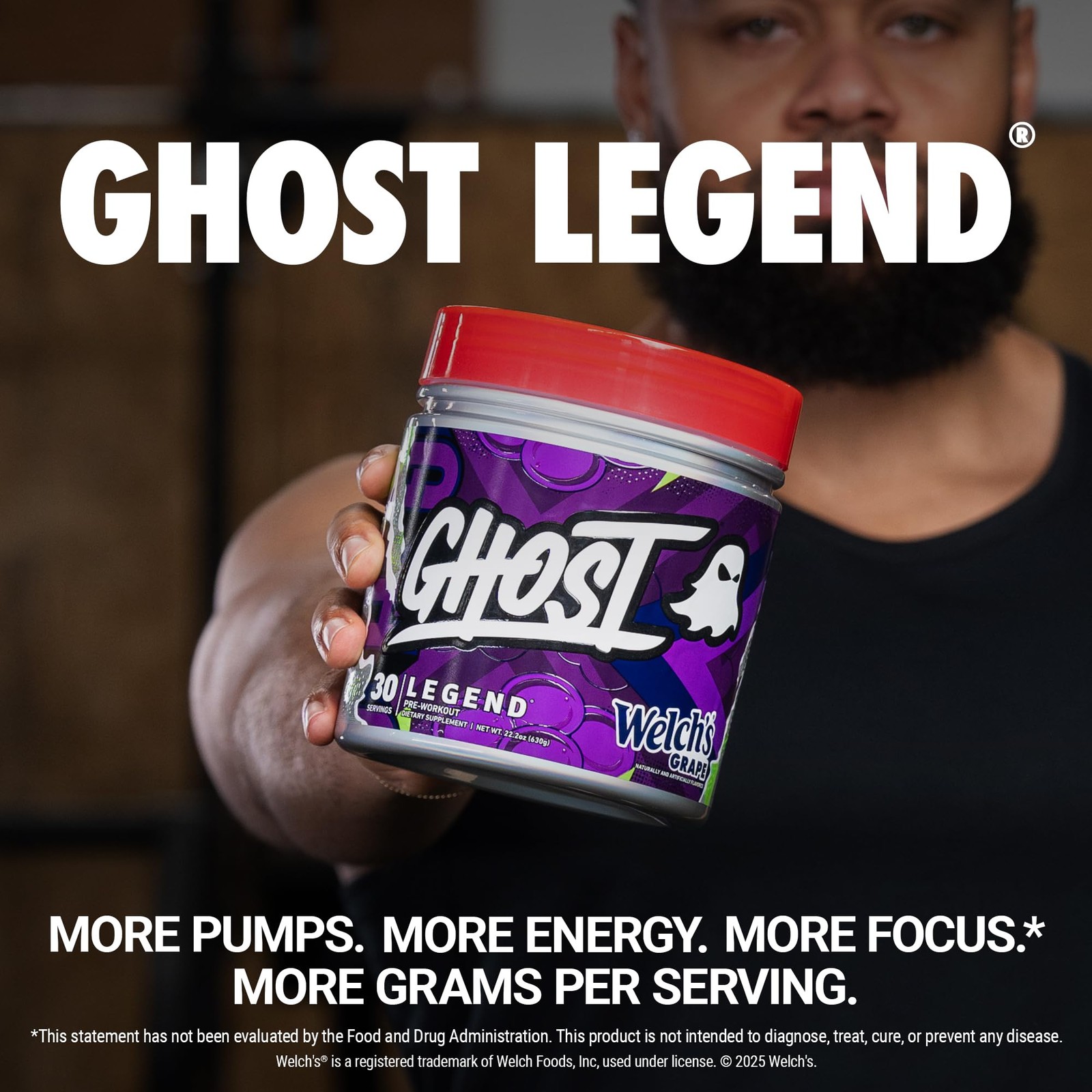 GHOST Legend Pre-Workout Powder, Welch’s Grape – 30 1.39 Pound (Pack of 1)