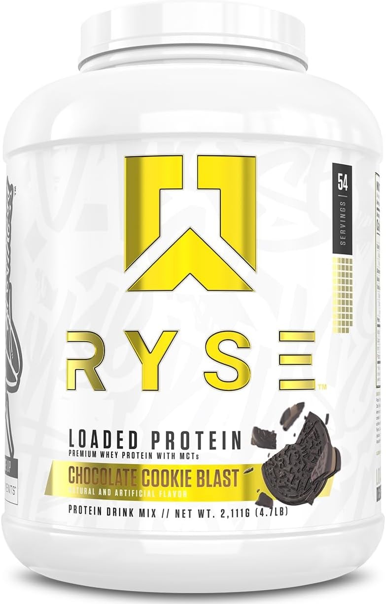 RYSE Loaded Protein Powder – Chocolate Cookie Blast – 4.7 Lb – 54 Servings
