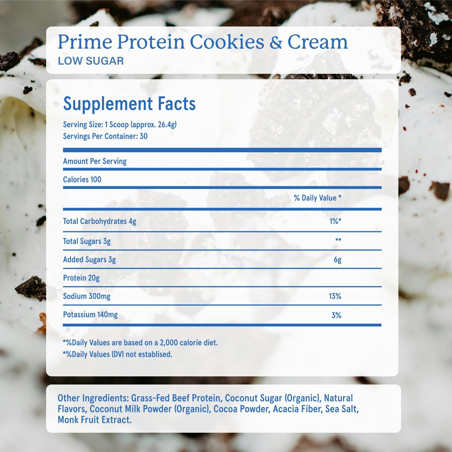 Prime Cookies & Cream Protein Powder – Gut-Friendly, Low Sugar Protein Shake Pow