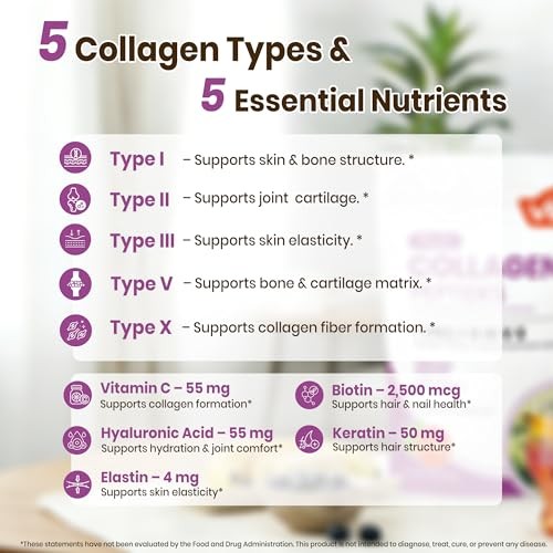 VEV Multi Collagen Peptides Powder, 16oz – Types I, II, III, V, X, Hyaluronic