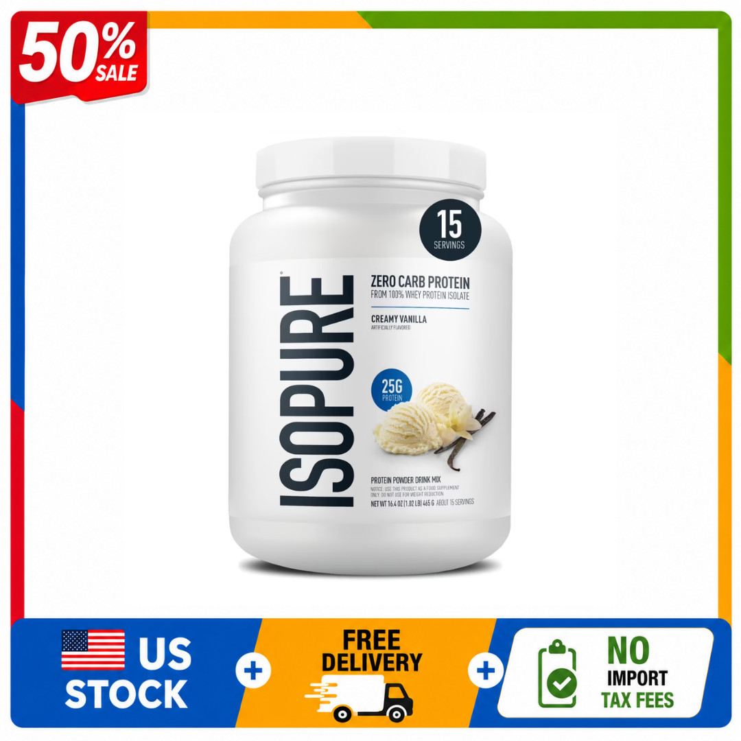 Isopure Zero Carb Whey Protein Isolate Powder, Vanilla, 15 Servings