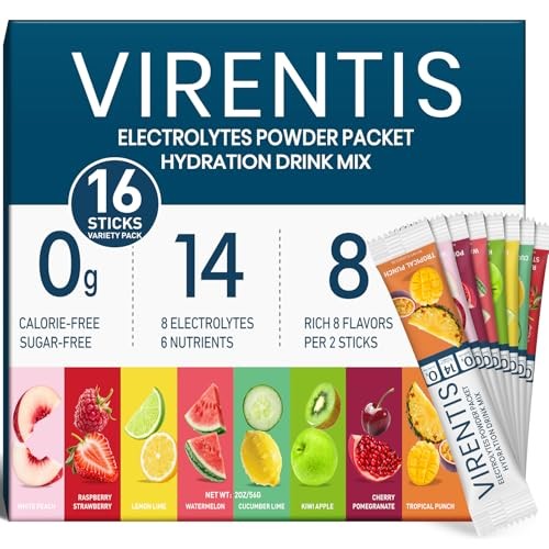 16 Sticks Electrolytes Powder Packets Sugar 2 Ounce (Pack of 1) Variety Pack