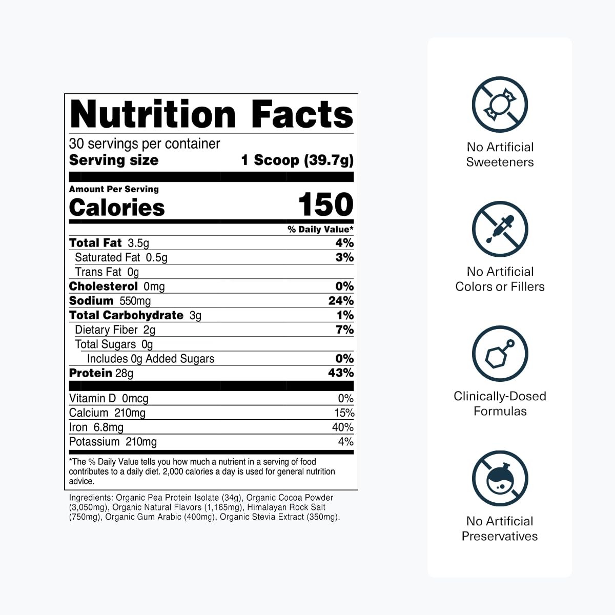 Transparent Labs 100% Pea Protein Powder – 28g Organic Plant Protein per Serving