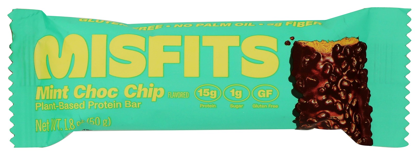 Misfits Plant-Based Protein Bar Mint Choc Chip Flavor Snack 15G 12 Pack