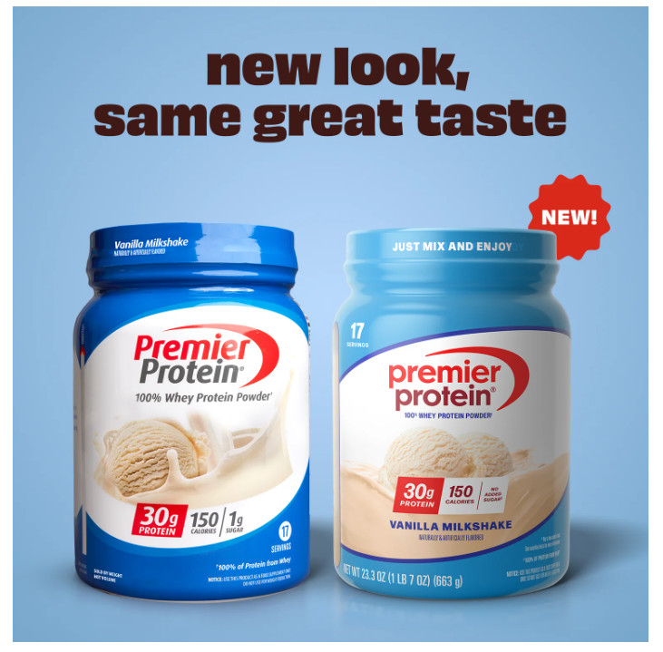 Premier Protein 100% Whey Protein Powder Vanilla 30g Protein 1.7 lb Jar