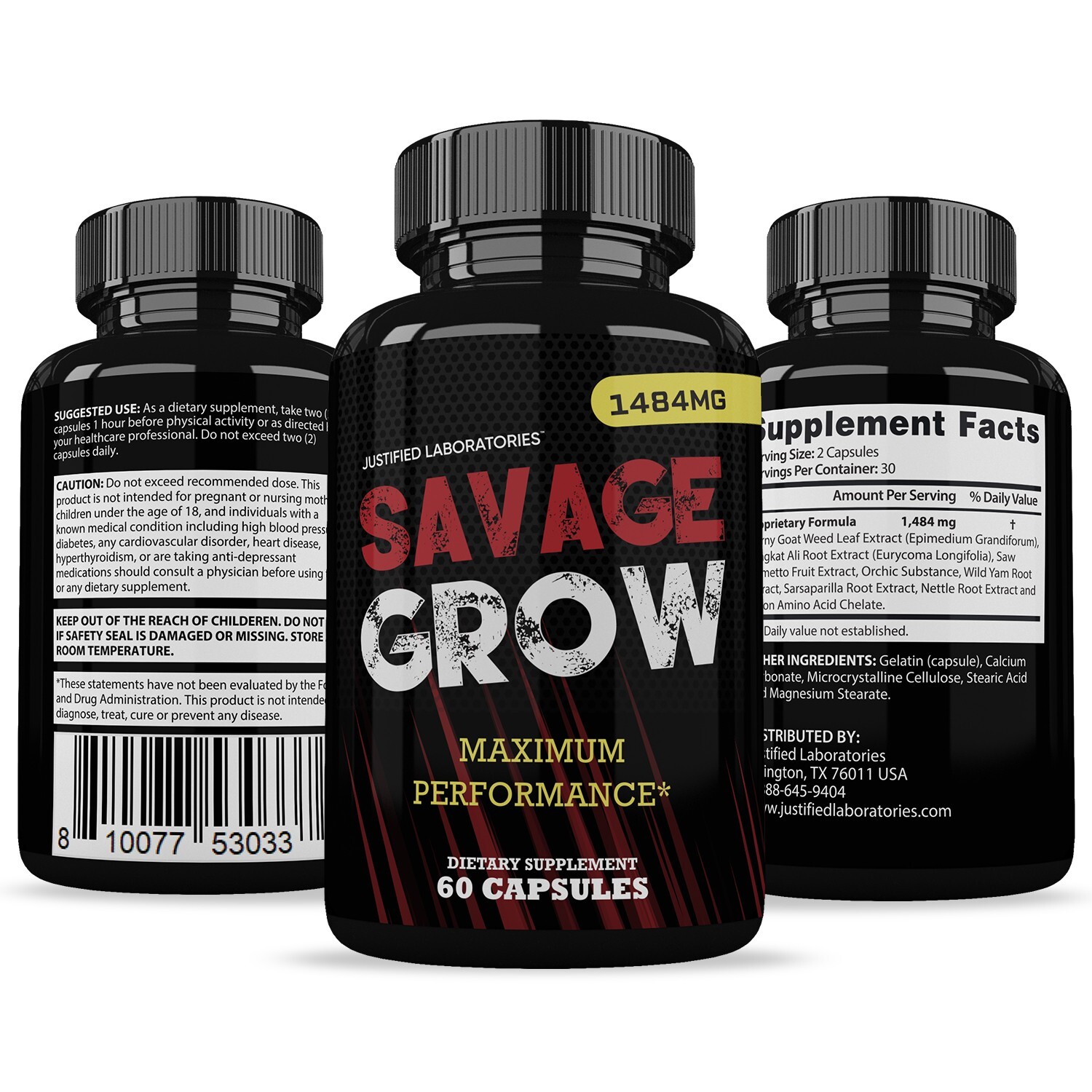 Savage Grow Men’s Health Supplement 1484mg 60 Capsules