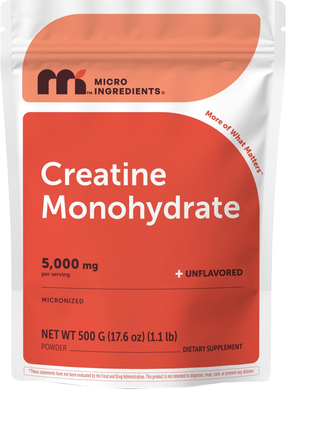Creatine Monohydrate Powder 500 Grams (1.1 Lb), 5000mg Per Serving, Micronize…