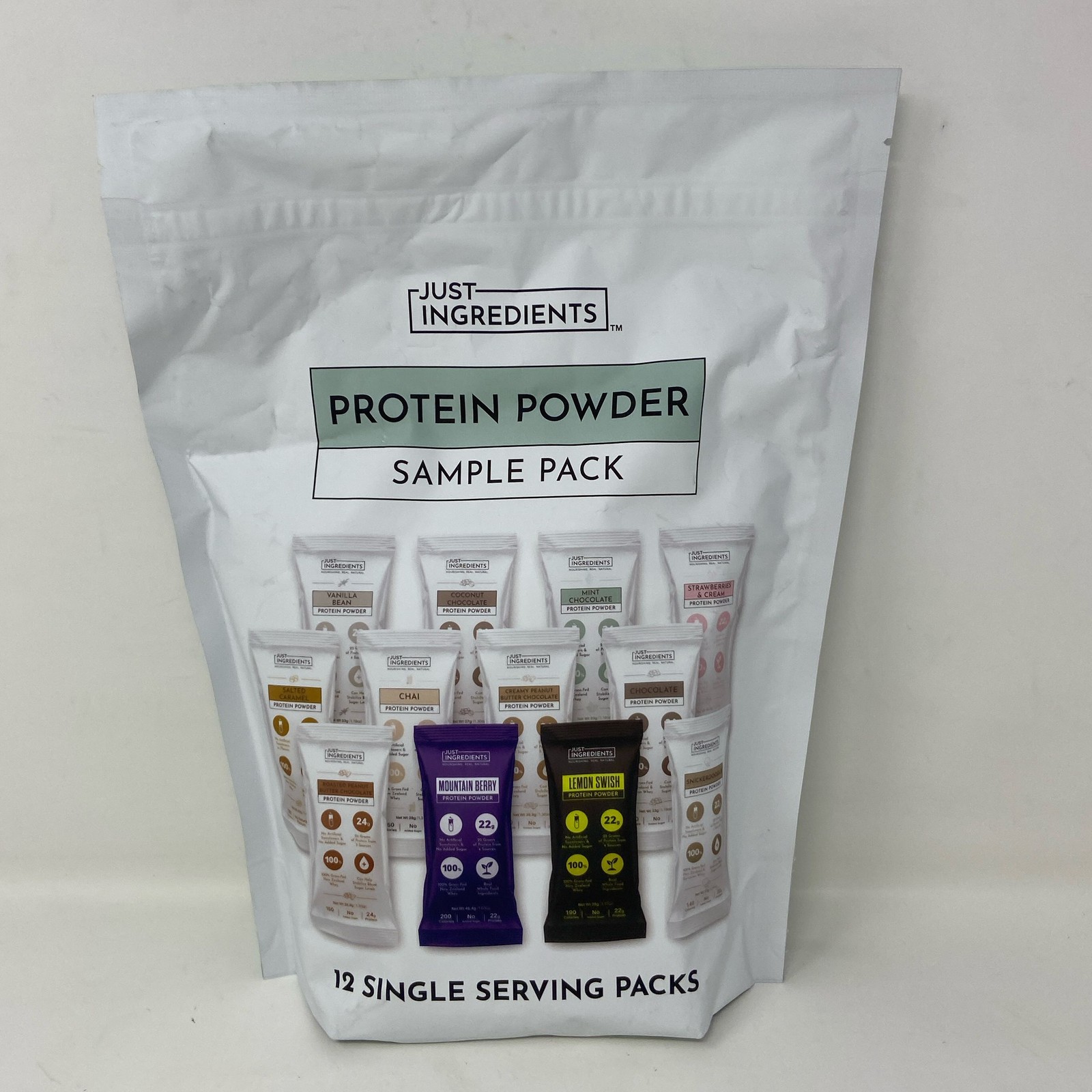 Just Ingredients Protein Powder Sample Pack, White, 12 Sticks