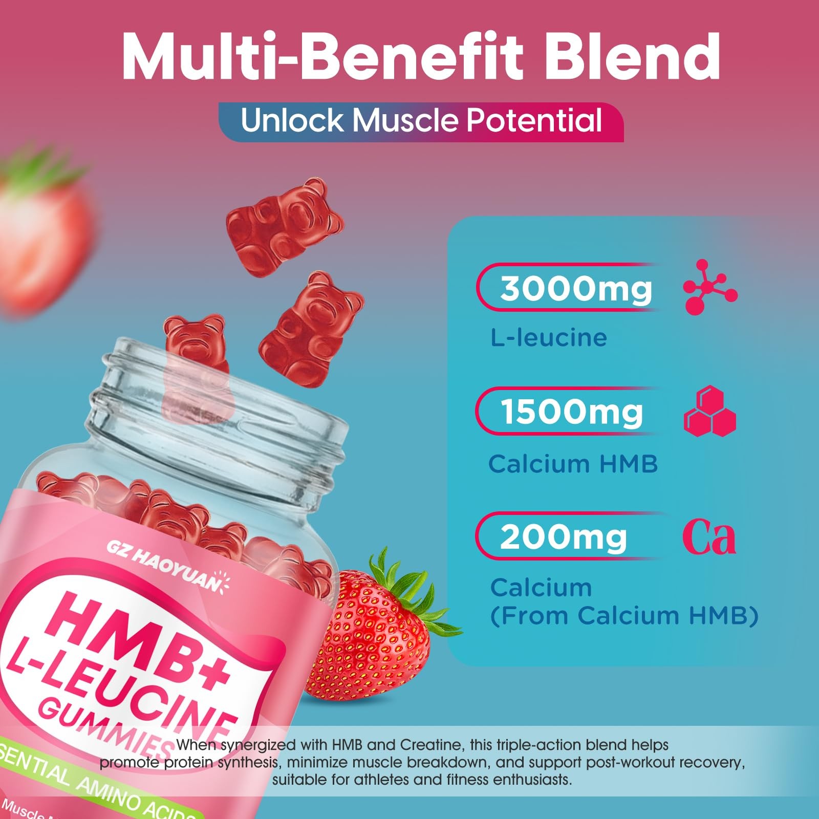 HMB and LLeucine Gummies, 4500mg HMB and Leucine Supplements for Men & Women,…