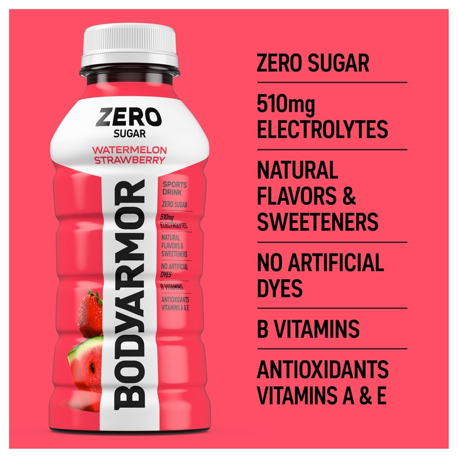 Hydrate with ZERO Sugar Watermelon Strawberry Drink – 8 Pack of 12 Fl Oz Bottles