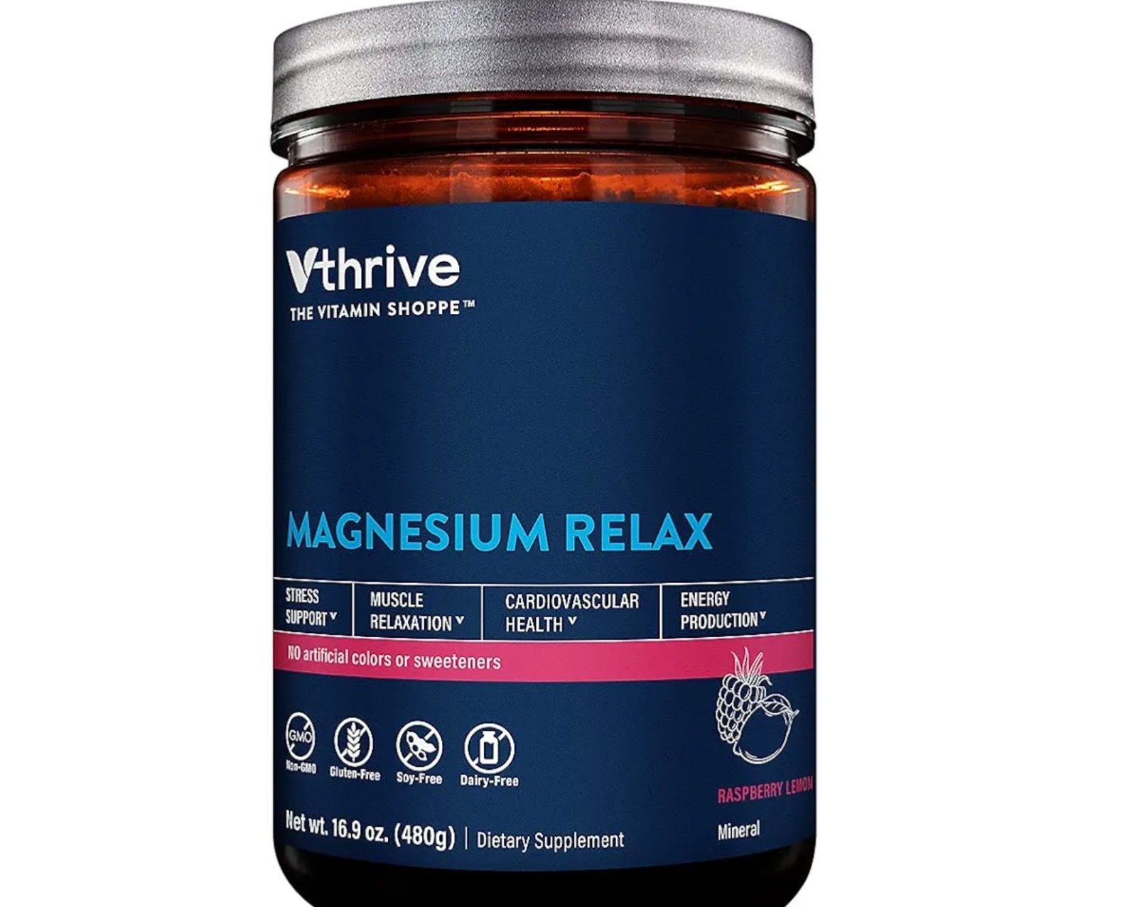 (2)Vthrive MAGNESIUM RELAX Powder 1.1 lb X 2 (200 Ser) Rasp Lemon BEST BY 05/26