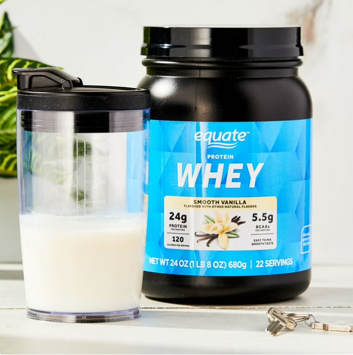 2 Pack Equate Whey Protein Powder, Smooth Vanilla, 24 oz Pk