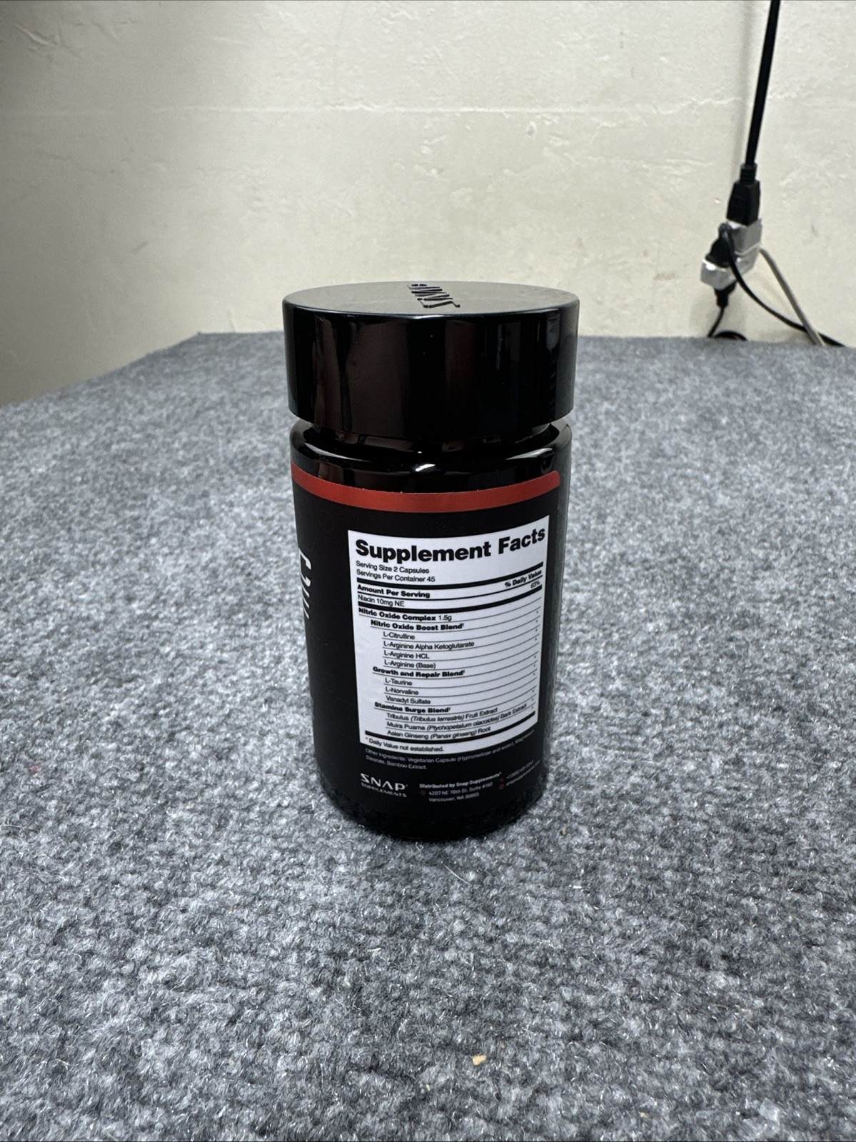 SNAP Nitric Oxide Booster 90 Capsules Vegan Gluten-Free L-Citrulline Arginine