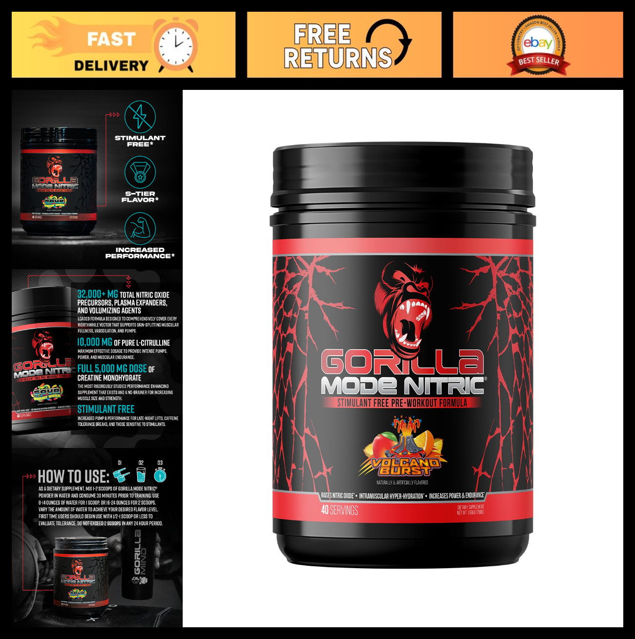 Stimulant-Free Pre-Workout Powder – Massive Pumps, Vasodilation, Best Taste – 76