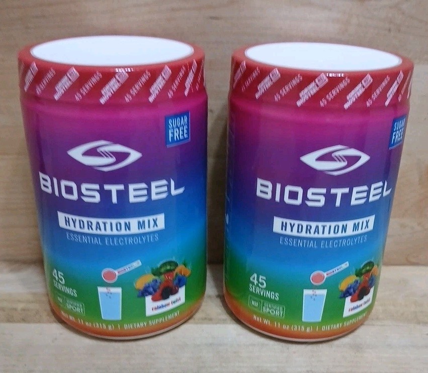 2 PACK: BIOSTEEL “Rainbow Twist” HYDRATION MIX 45 SERVINGS NSF ELECTROLYTES 11z