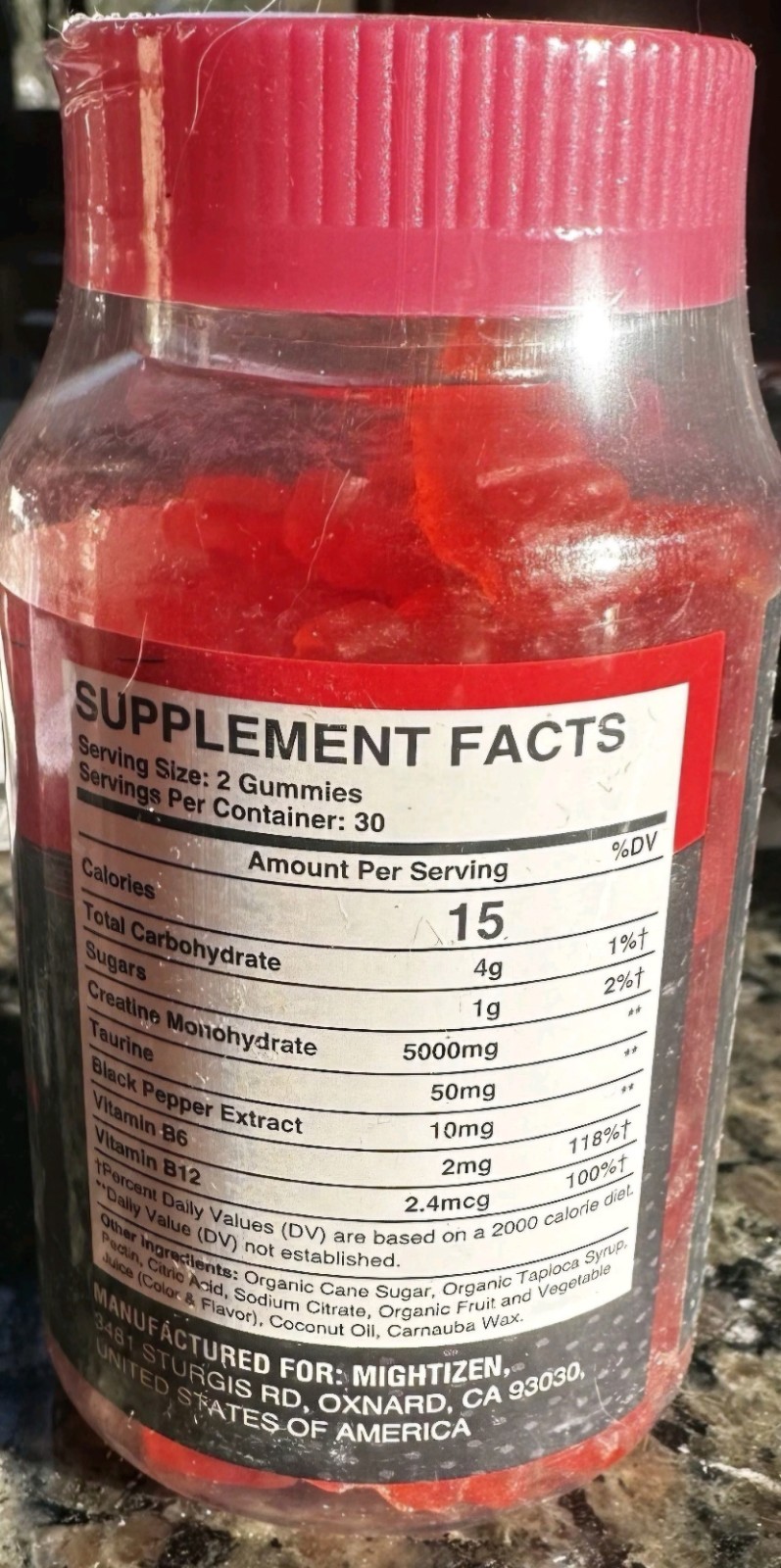 Mightizen Creatine Monohydrate Gummies Quantity 60 Exp 06/27