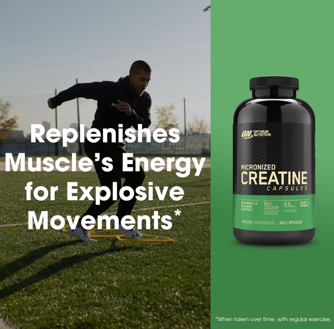 Optimum Nutrition 100% Pure Micronized Creatine Monohydrate 2500mg 300 Capsules