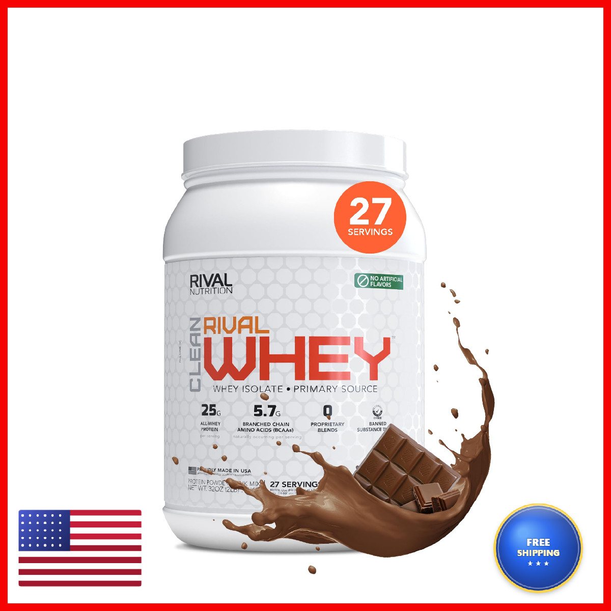 Rival Nutrition Clean Rival Whey Pure Chocolate Protein Powder I Whey Isolate