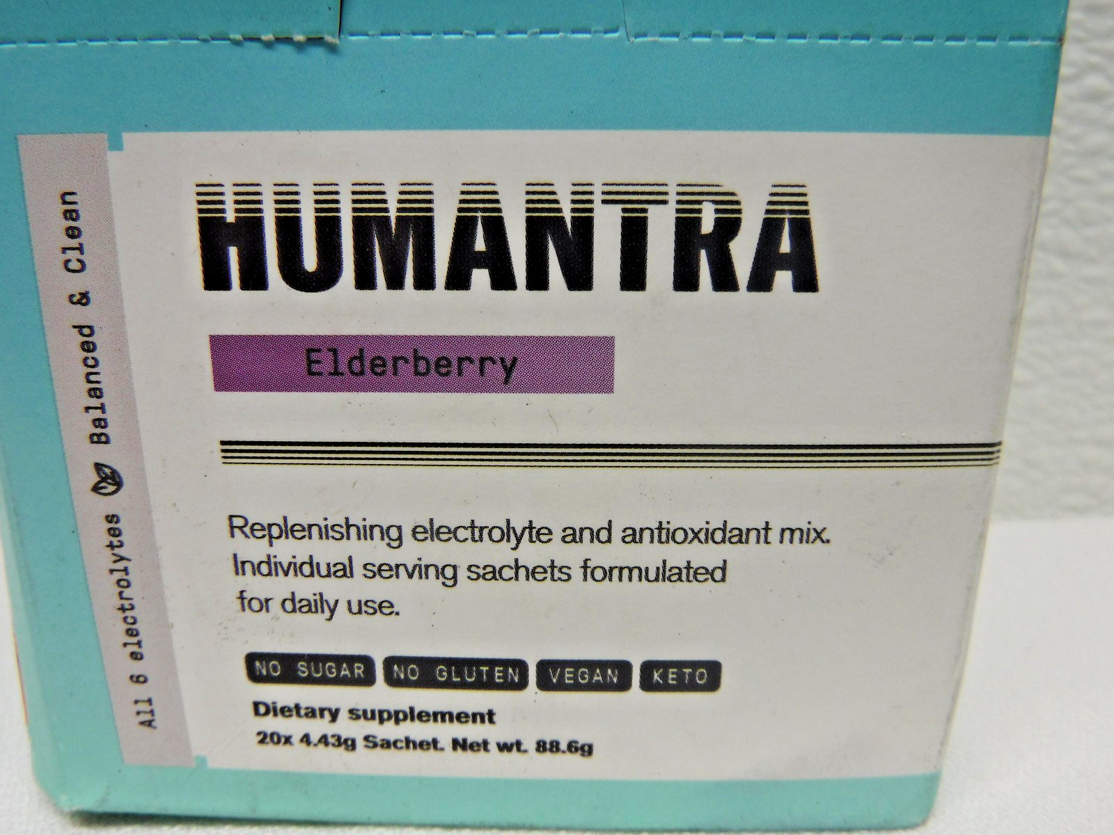 Humantra Electrolyte Hydration Powder Drink Mix ELDERBERRY 20 packets, exp. 9/27