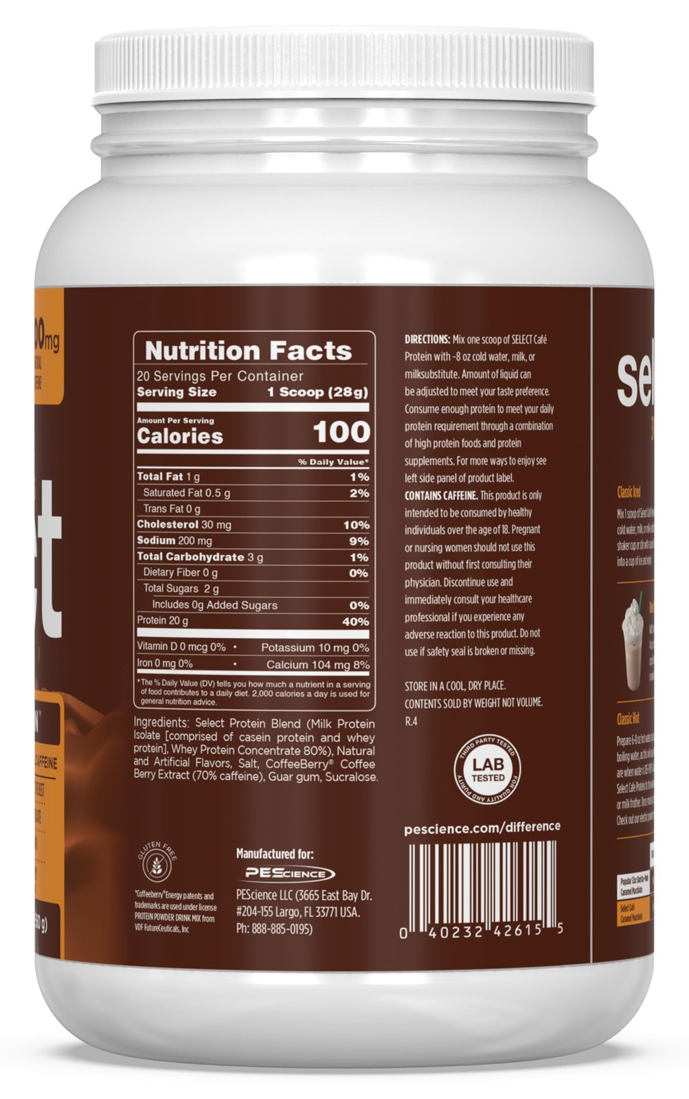 PEScience Select Cafe Protein Coffee Flavored Powder, 1.24 Pound (Pack of 1)