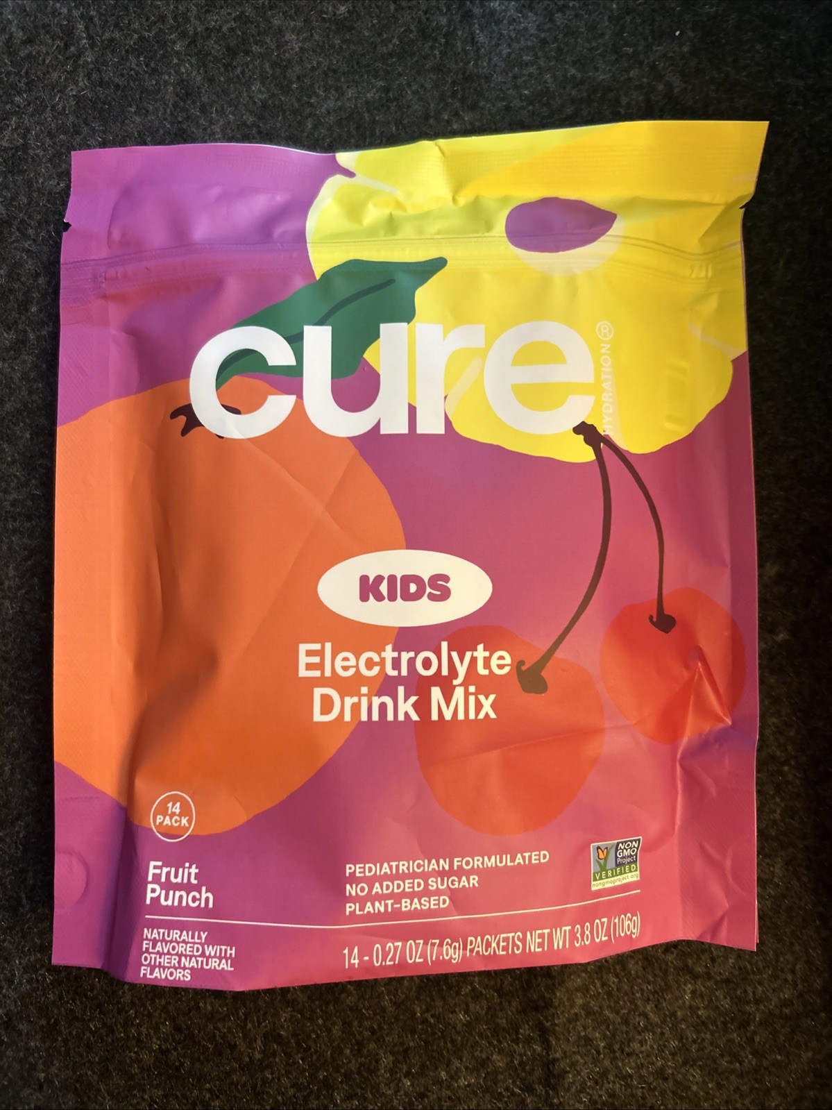 Cure Hydration Kids Electrolyte Drink Mix Fruit Punch 14 Pack 02/04/27