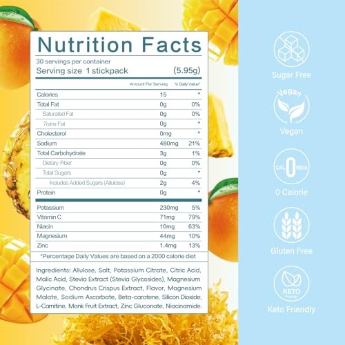 Sea Moss Electrolytes Powder Packets – Hydration 30 Servings (Pack of 1)
