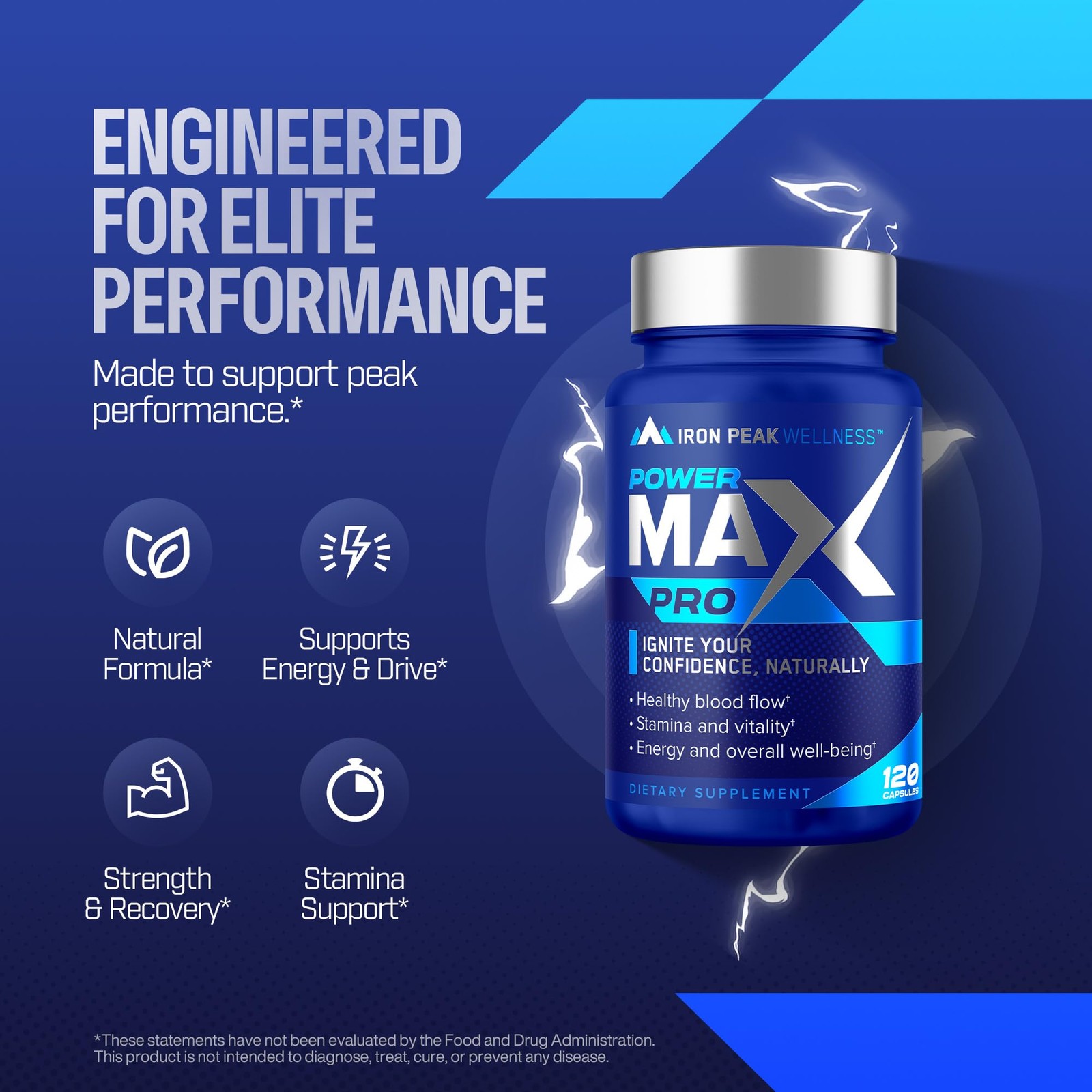 Testosterone Booster Pills for Men – Male 120 Count (Pack of 1), Blue