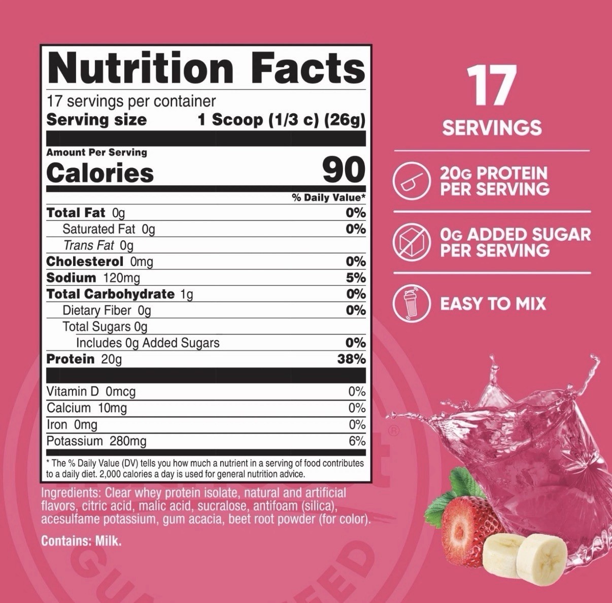 Nutricost Clear Whey Protein Isolate Powder (Strawberry Banana) 1 LB